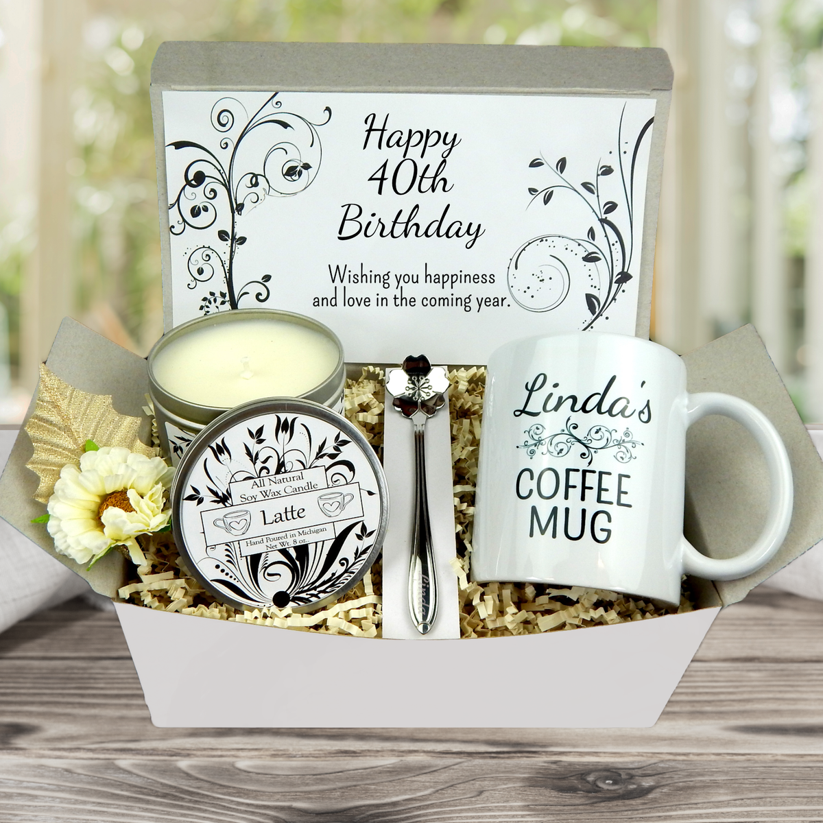 40th Birthday Gift Box for Women with Personalized Mug – Blue Stone River