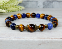 blue and brown beaded bracelet mens jewelry