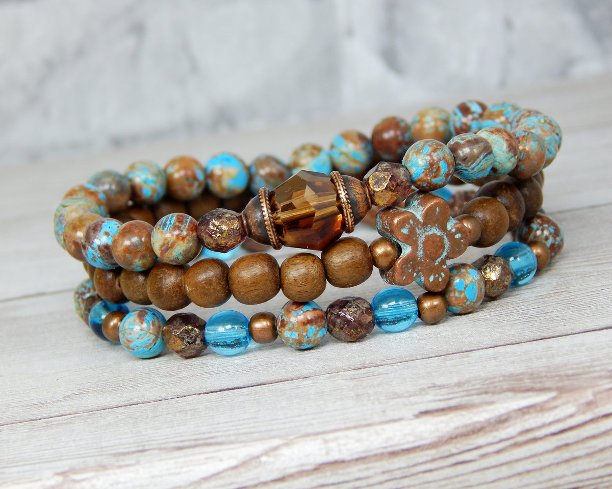 Matte Ocean Blue Turquoise | Gemstone Bead Bracelets | 6mm Stone | Women