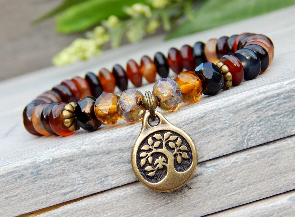 Tree of Life Bracelet with Earthy Agate Gemstones | StoneRiverJewelry ...