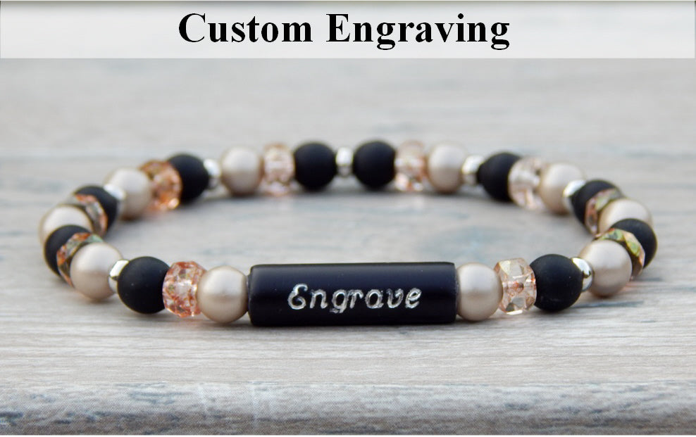 Personalized Wood Beaded Bracelet with Custom Name