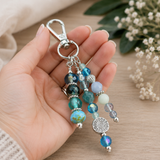Blue Coastal Handbag Charm | Blue Beaded Purse Charm