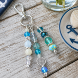 Blue Coastal Handbag Charm | Blue Beaded Purse Charm