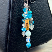 Inspirational Word Bag Charm: Gemstone Purse Accessory