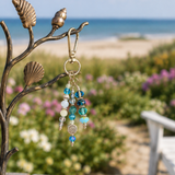 Blue Coastal Handbag Charm | Blue Beaded Purse Charm