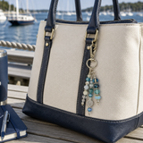 Blue Coastal Handbag Charm | Blue Beaded Purse Charm