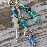 Blue Coastal Handbag Charm | Blue Beaded Purse Charm