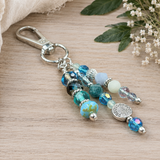 Blue Coastal Handbag Charm | Blue Beaded Purse Charm
