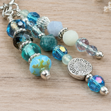 Blue Coastal Handbag Charm | Blue Beaded Purse Charm