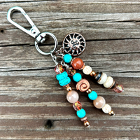 Boho Purse Charm - Beaded Bag Charm, Artisan Charm Clips, Beaded Charm for Purses, Bags, Backpacks, Keychains, Luggage