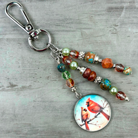 Beaded Cardinal Purse Charm: Memorial Cardinal Charm Handbag Accessory
