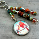 Beaded Cardinal Purse Charm: Memorial Cardinal Charm Handbag Accessory