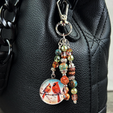 Beaded Cardinal Purse Charm: Memorial Cardinal Charm Handbag Accessory