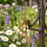 Personalized Daisy Initial Purse Charm | Handmade Floral Bag Charm