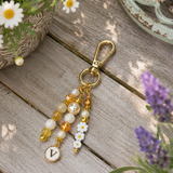 Personalized Daisy Initial Purse Charm | Handmade Floral Bag Charm