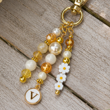 Personalized Daisy Initial Purse Charm | Handmade Floral Bag Charm