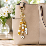 Personalized Daisy Initial Purse Charm | Handmade Floral Bag Charm