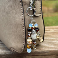 Tiger Eye & Opalite Gemstone Purse Charm: Beaded Bag Accessory