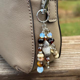 Tiger Eye & Opalite Gemstone Purse Charm: Beaded Bag Accessory