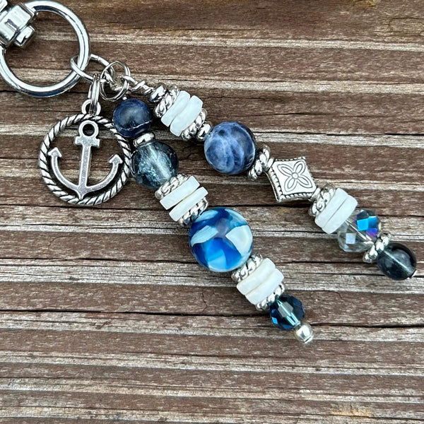 Nautical Anchor Purse Charm: Handmade Beaded Bag Accessory