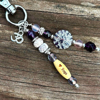 Yoga Purse Charm: Handmade Artisan Aum, Namaste, Gemstone Beads