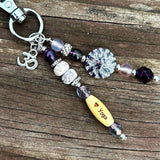 Yoga Purse Charm: Handmade Artisan Aum, Namaste, Gemstone Beads