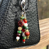 Handmade Christmas Purse Charm: Czech Glass Beads, Holiday Accessory