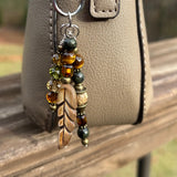 Purse Charm - Boho Gift Charm - Stocking Stuffer Charm - Backpack Charm with Leaf - Gift Idea for Fall Lover - Birthday Gift