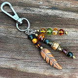 Purse Charm - Boho Gift Charm - Stocking Stuffer Charm - Backpack Charm with Leaf - Gift Idea for Fall Lover - Birthday Gift