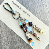 Tiger Eye & Opalite Gemstone Purse Charm: Beaded Bag Accessory