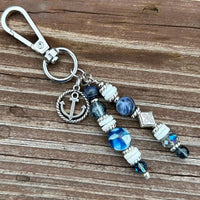Nautical Anchor Purse Charm: Handmade Beaded Bag Accessory