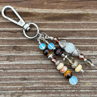 Tiger Eye & Opalite Gemstone Purse Charm: Beaded Bag Accessory