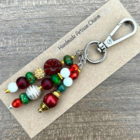 Handmade Christmas Purse Charm: Czech Glass Beads, Holiday Accessory