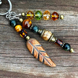 Purse Charm - Boho Gift Charm - Stocking Stuffer Charm - Backpack Charm with Leaf - Gift Idea for Fall Lover - Birthday Gift