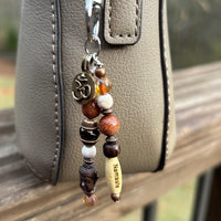 Yoga Purse Charm: Handmade Artisan Aum, Namaste, Gemstone Beads
