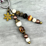 Sunflower Purse Charm: Artisan Gemstone Bead Bag Accessory