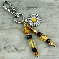Sunflower Purse Charm: Artisan Gemstone Bead Bag Accessory
