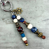 Sunflower Purse Charm: Artisan Gemstone Bead Bag Accessory