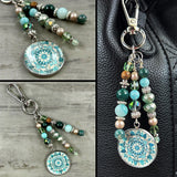 Earthy Purse Charm with Boho Mandala Charm - Purse Accessories - Bohemian Bag Charms - Purse Pendants, Nature Lover Gift