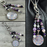 Earthy Purse Charm with Boho Mandala Charm - Purse Accessories - Bohemian Bag Charms - Purse Pendants, Nature Lover Gift