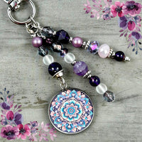 Earthy Purse Charm with Boho Mandala Charm - Purse Accessories - Bohemian Bag Charms - Purse Pendants, Nature Lover Gift