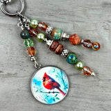 Beaded Cardinal Purse Charm: Memorial Cardinal Charm Handbag Accessory