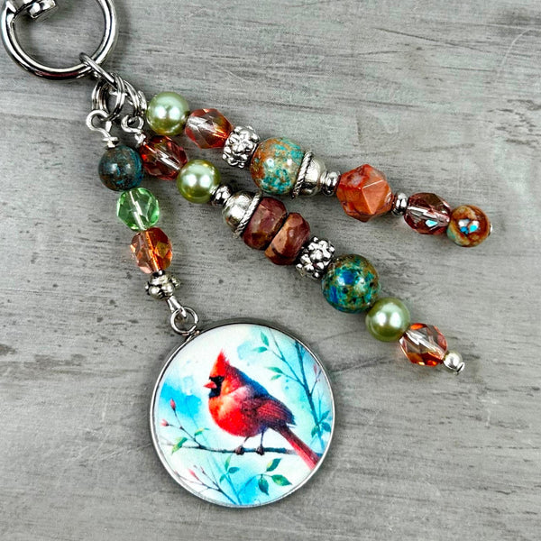 Beaded Cardinal Purse Charm: Memorial Cardinal Charm Handbag Accessory