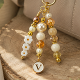 Personalized Daisy Initial Purse Charm | Handmade Floral Bag Charm