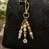 Personalized Daisy Initial Purse Charm | Handmade Floral Bag Charm