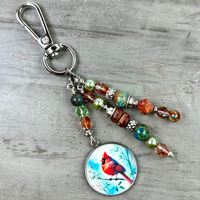 Beaded Cardinal Purse Charm: Memorial Cardinal Charm Handbag Accessory