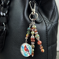 Beaded Cardinal Purse Charm: Memorial Cardinal Charm Handbag Accessory