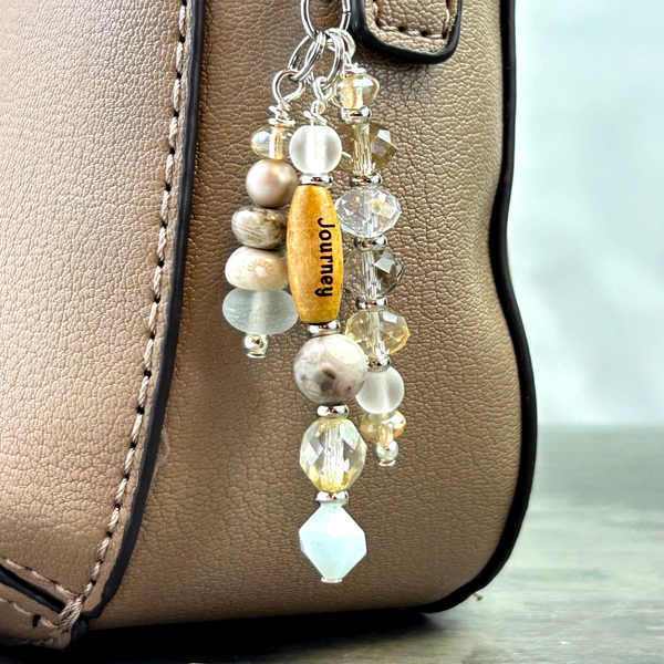 Inspirational Word Bag Charm: Gemstone Purse Accessory