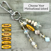 Inspirational Word Bag Charm: Gemstone Purse Accessory