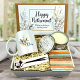 Retirement Gift Basket with Custom Name Mug